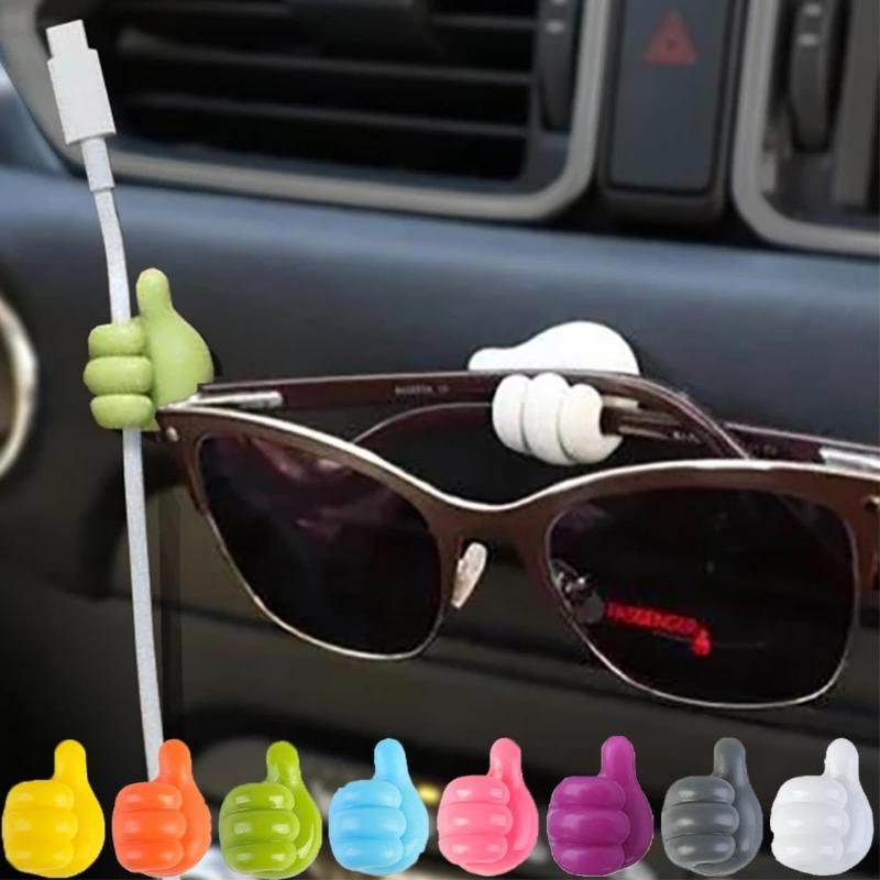 10pcs Self Adhesive Cable Organizer Thumb Hook Wall Hook Silicone Toothbrush Holder Key Holder Towel Hooks Storage Wire Wall Decor