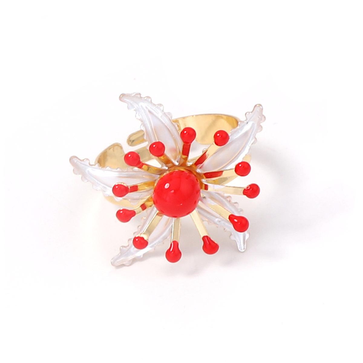 DIGADAGU Alloy Flower Geometric Adjustable Ring New Simple Exaggerated Ring Women s Daily Zircon Accessories белый