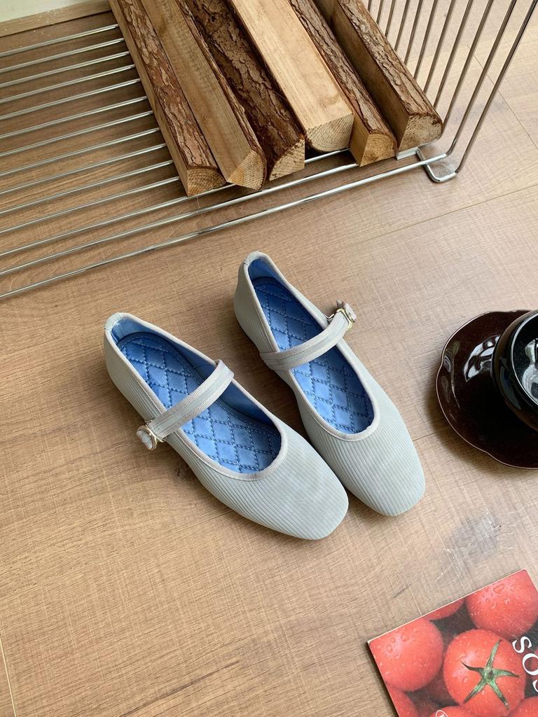 Japanese princess shoes 2025 new one-word mixed flannel Mary Jane single shoes woven shoes flat single shoes women