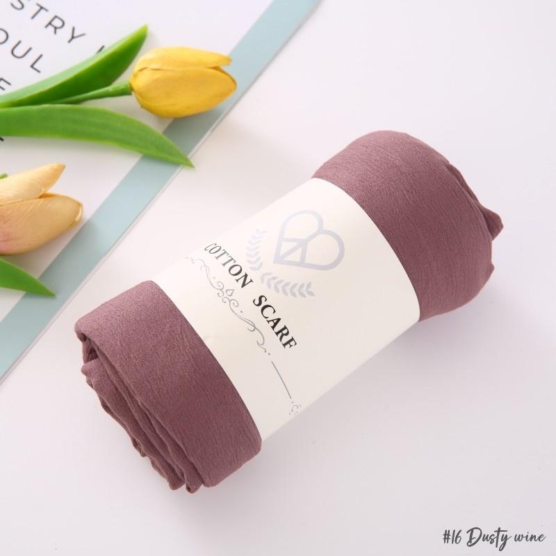 Fancy Fine Pleated Rayon Cotton Scarves Micro Crinkle Soft Cotton Long Shawl Factory Hemming Cheap Price Hijab