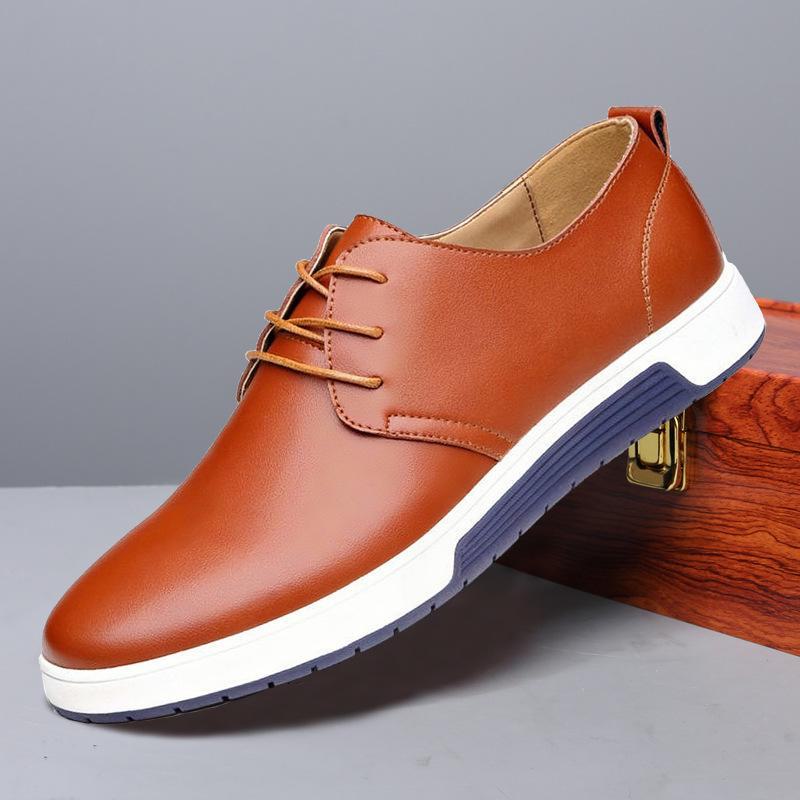 Men's British Style Summer Leather Shoes: Hollow Design, Large Size, Round Toe for Casual and Business Wear.