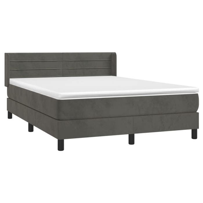 Maison Exclusive - Sommier à lattes de lit et matelas Gris foncé 140x200cm Velours