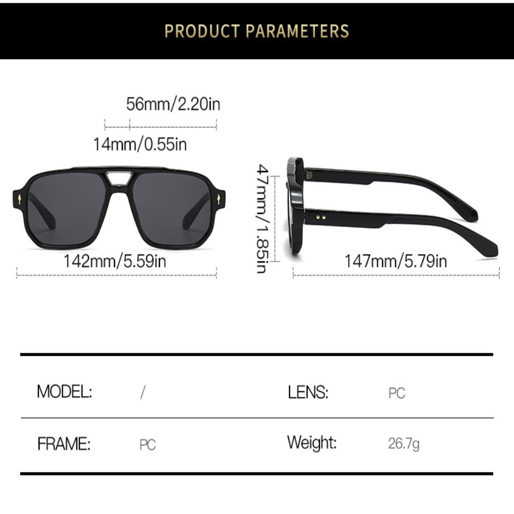2025 Nowa Moda Okulary Przeciwsłoneczne z Podwójną Belką dla Kobiet Mężczyzn Kolor Galaretkowy Retro Rekreacja Jazda Biznes Trend Kwadratowe Okulary Przeciwsłoneczne UV400
