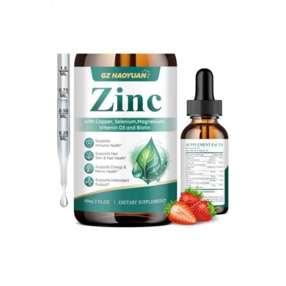 Liposomal Zinc Liquid Drops (with Copper, Selenium, Magnesium, Vitamin D3, B6, Biotin) 30mg Supplement for Immunity, Hair, Skin | 30mg