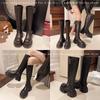 7Cm Thick-soled Long Knight Boots Women's Velvet 2025 Winter New Small Height-increasing Retro But Knee-high Boots