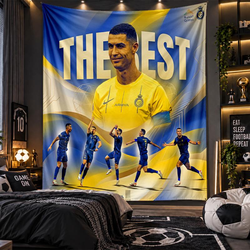 Wall Hanging Tapestry Cristiano Ronaldo Print Cloth for Living Room Bedroom Home Decor