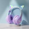 Cuffie wireless sfumate RGB auricolari Bluetooth con orecchie di gatto carine con microfono, auricolari stereo per musica e giochi, regali per bambini