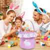 Reusable Fabric Easters Bucket Rabbit Print Decorative Bin Eggs Hunt Organizers Basket For Treats Storage Holiday Gifts