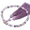 Women's Buddhist Prayer Beads, Kyoto Style, Fluorite, Purple Silk with Matsukaze Tassel, Suitable for All Sects, Ideal for Informal Funerals,