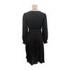 Black High Waist Pleated A Line Dress for Women V Neck Long Sleeve Lace Up Early Autumn Fashion