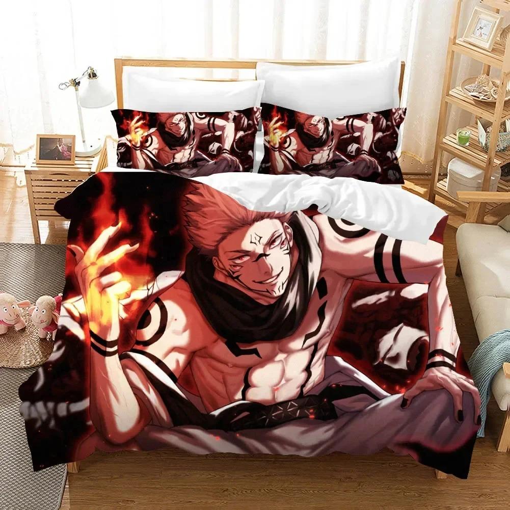 Jujutsu Kaisen Zestaw Pościeli Japonia Słynne Anime Zestawy Poszewek na Kołdrę Kołdra Pościel Twin Queen King Rozmiar Pojedynczy Dropshipping Prezent