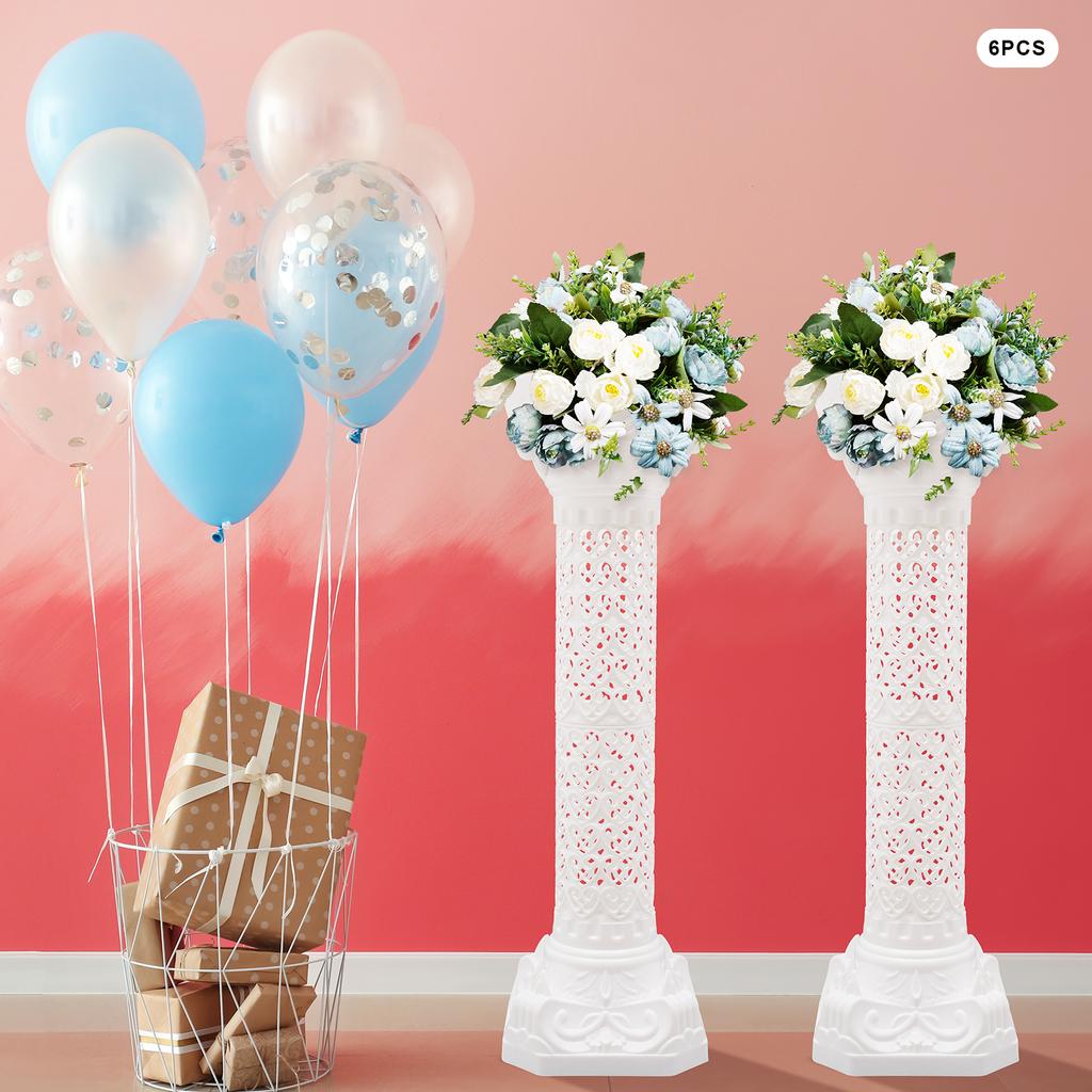 2 Bucăți Suport Plantator Coloană Romană Albă, Stâlp European Clasic Mare pentru Grădină Suport Ghiveci Flori pentru Interior Exterior 10,6x3,46 In