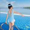 Girls' One-Piece Princess Swimsuit with Cap