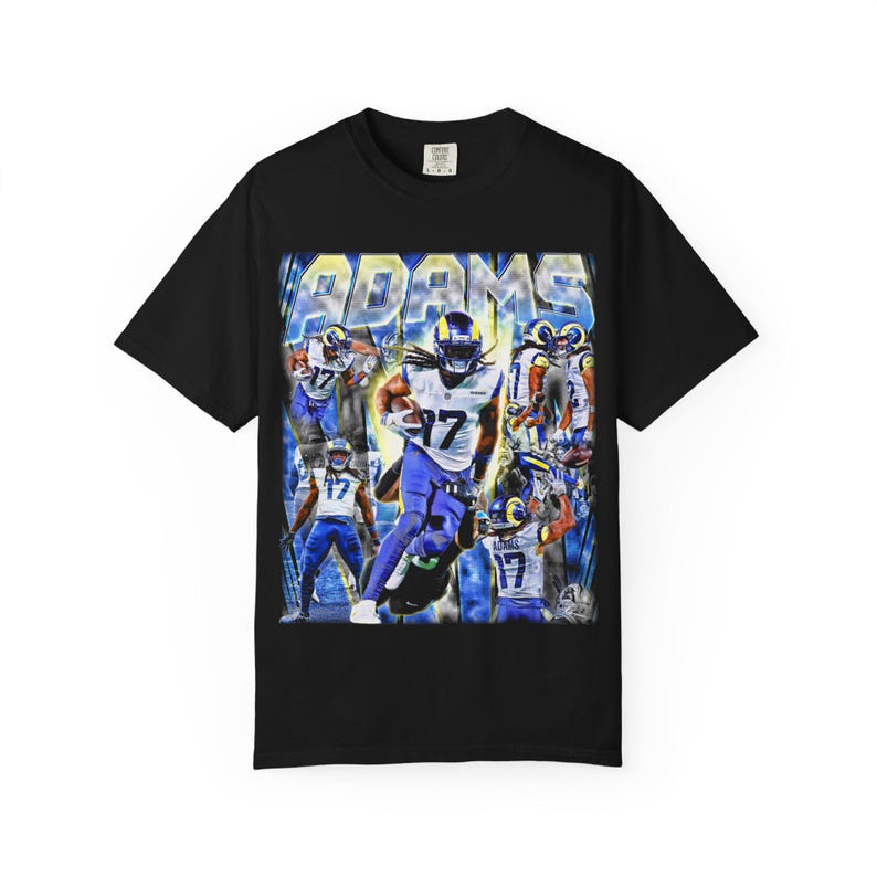 

Adams 17 Rams Football Collage Unisex T-Shirt Vintage Style Graphic Tee Fan Gift XL