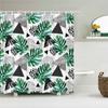 Waterproof Fabric Shower Curtain Printing Fresh Green Plant Leaves Bathroom Curtains Polyester Decoration Bath Screen with Hooks