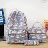Cartoon Three-Piece Backpack Set Student Printed Schoolbag Women's Large Capacity Lightweight Backpack