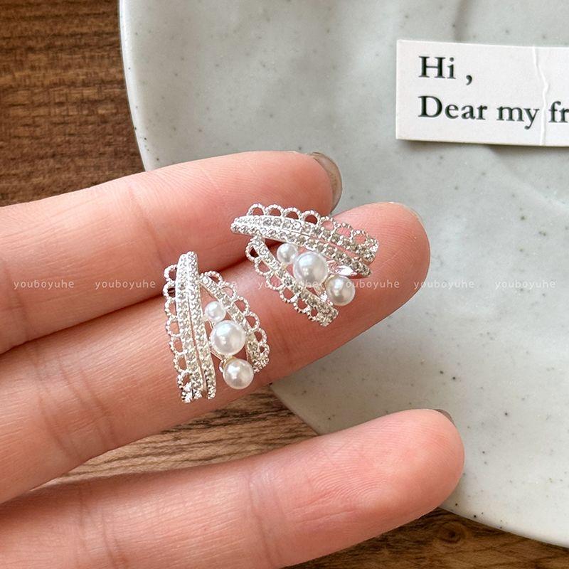 Style Pearl Earrings for Women Accessible Luxury Fancy Earring Ring/Stud Earring 2025 New Arrival without Piercing Mosquito Coil Ear Clip Earrings