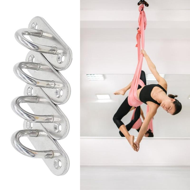 4Pcs Stainless Steels Pad Eye Plate Hook Wall Mount Hanger Hook Marine Hardware Staple Hook with Screws Hammock Hook