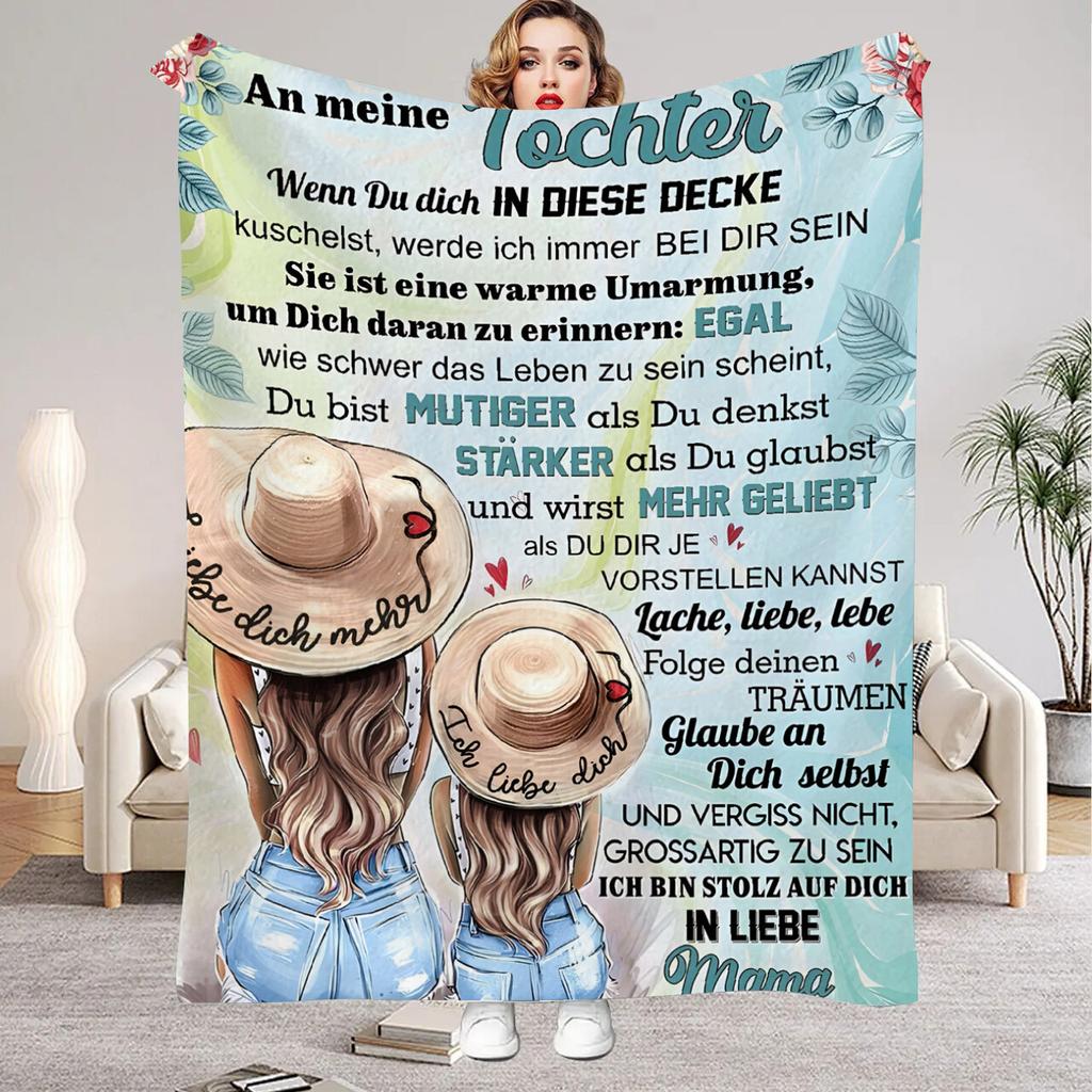 Soft Flannel Blanket Dad Mom's Letter to Daughter Son Print Home Living Room Bedroom Decor New Year Gift German 2026 Christmas
