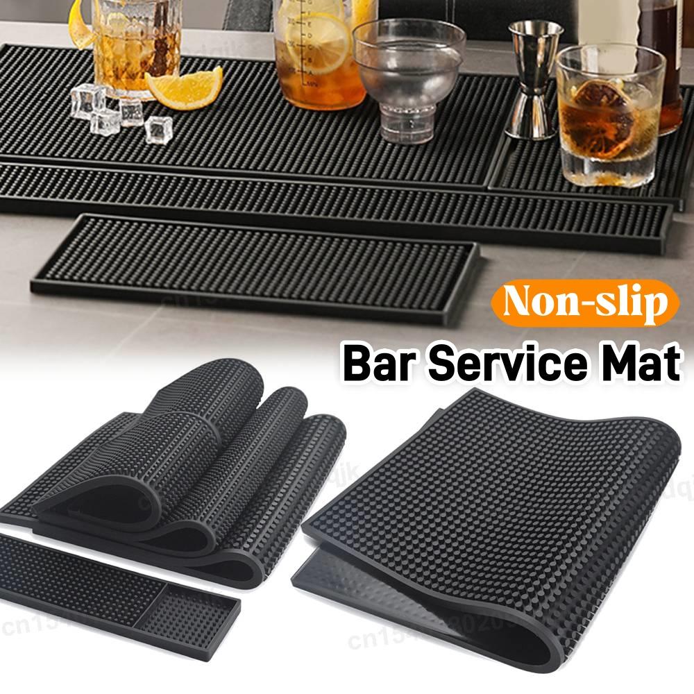 PVC Bar Mat Thick Durable Stylish Black Bar Spill Mat Non Slip Non-Toxic Service Mat for Coffee Bars Wear-resistant Waterproof