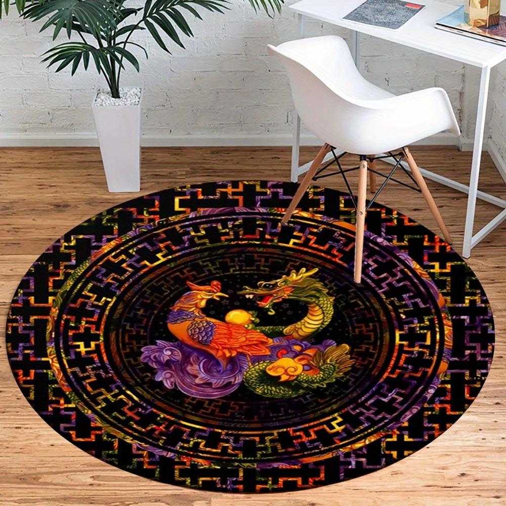 

1pc Retro 2530068118 Pattern Round Floor Mat, Non-slip for Living Room Bedroom Chair Carpets Home Decor Gifts, Home Decor Room Decor Outdoor 80cm by 80cm