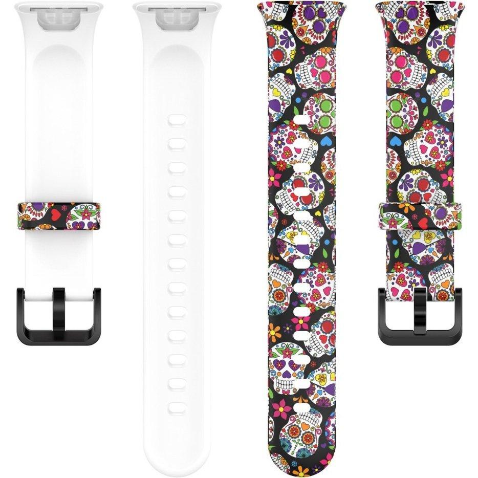 Xiaomi Mi Band 7 Pro için Silikon Kayış, Renkli Kurukafalar