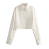 Women's Collar and Exposed Navel Shirt Solid Lapel Short Navel Shirts Women