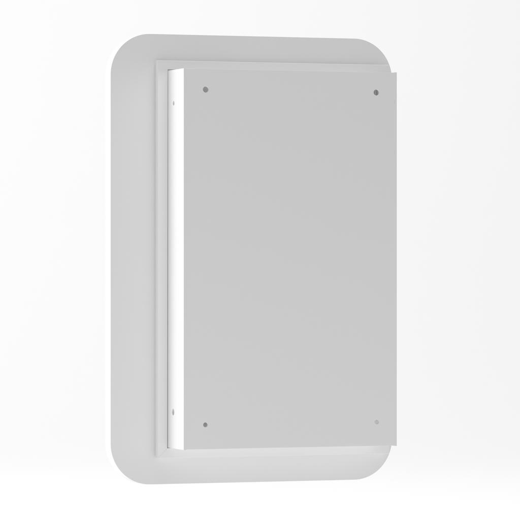 Stylish Rectangle Mirror Cabinet, Recessed Medicine Cabinet, Metal Framed, Adjustable Shelves, Storage for Bathroom, Living Room and Bedroom, White