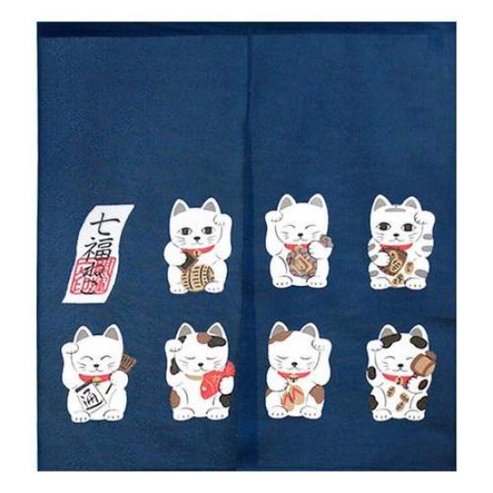 

Noren Neko 2 Approximately width 85cm x length 90cm polyester Shichifuku Navy 100% (10997)
