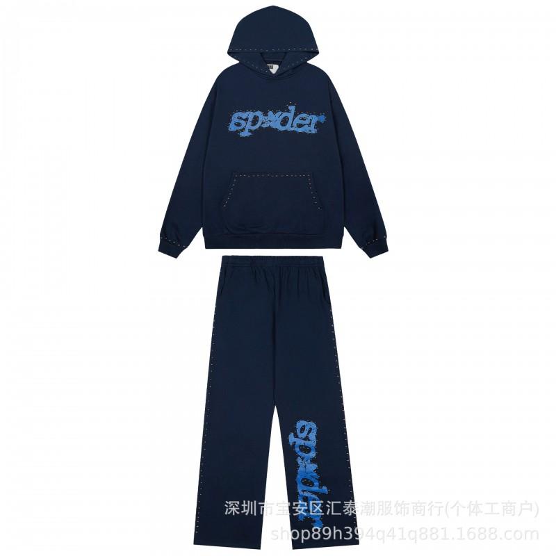 Spider Letter Foamed Hoodie Jogger Set