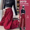 Women's High-Waist Retro Cargo Joggers: Summer Loose Fit with Drawstring
