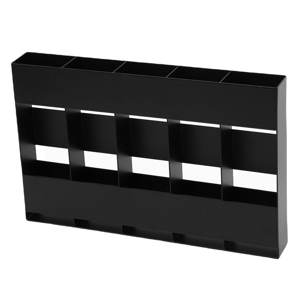Straw Organizer Black 5 Compartment Space Saving Metal Straw Storage Holder with Double Side Adhesive Tape for Kitchen