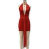 Women's Sexy Leopard Print Slim Fit Halter Dress - Spring/Summer Fashion with Deep V Backless Design