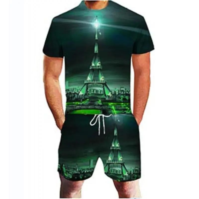 3D Print Summer Tracksuit Men's Short Sleeve T-shirt And Shorts Set Fashion Streetwear 2-Piece Sportswear