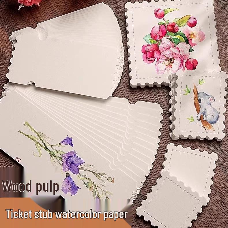 Watercolor Postcard Stamp Paper - DIY Creative Blank Card for Students and Children