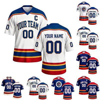 Customizable Hockey Jersey Personalized Sports Shirt Team Logo Printed V Neck Short Sleeve Athletic Wear for Adults and Youth