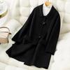 New Autumn/Winter Double-Faced 100% Wool Coat with Peter Pan Collar - Mid-Length, Loose Fit, Fashionable Temperament Overcoat