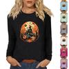 Women's Daily Casual Long-sleeved Flowers Printed Crew-neck Top