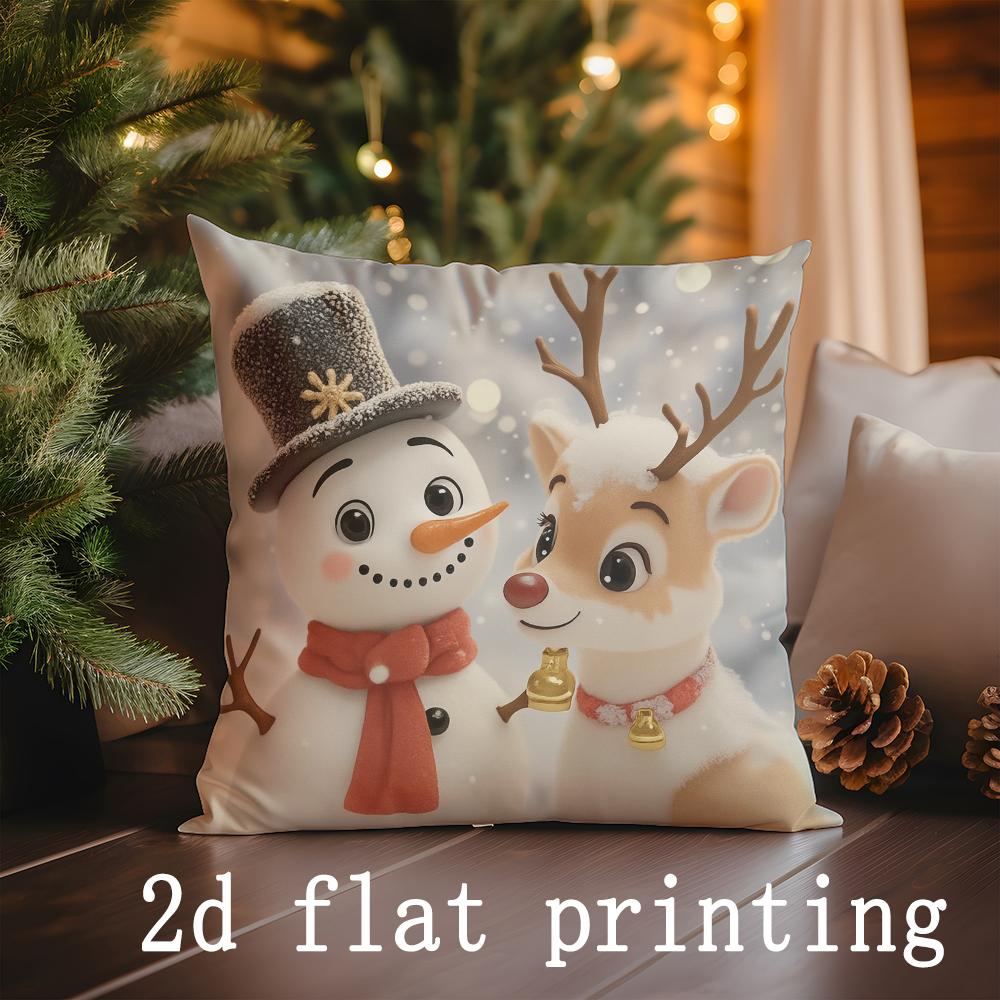 

Home Decor Christmas Cartoon Characters Pillow Covers Pattern Cushion Cover Suitable for Sofa Bedroom Car Pillow Cover 16x16Inch