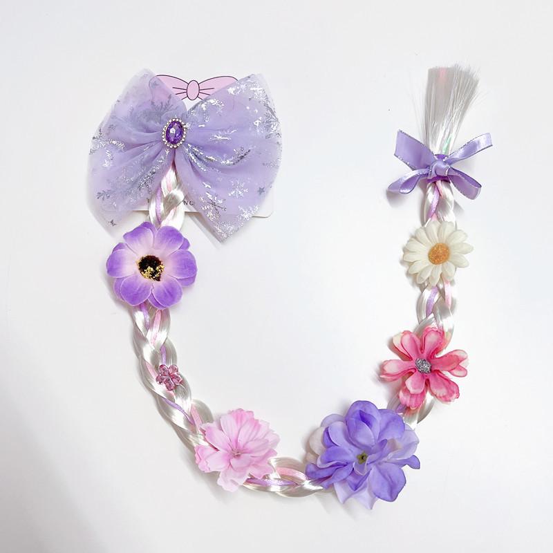 Grenzüberschreitende Perücken: Geflochtene Kinder- & Erwachsenen Prinzessin Cosplay Accessoires mit großer Schleife Mesh Haarspange