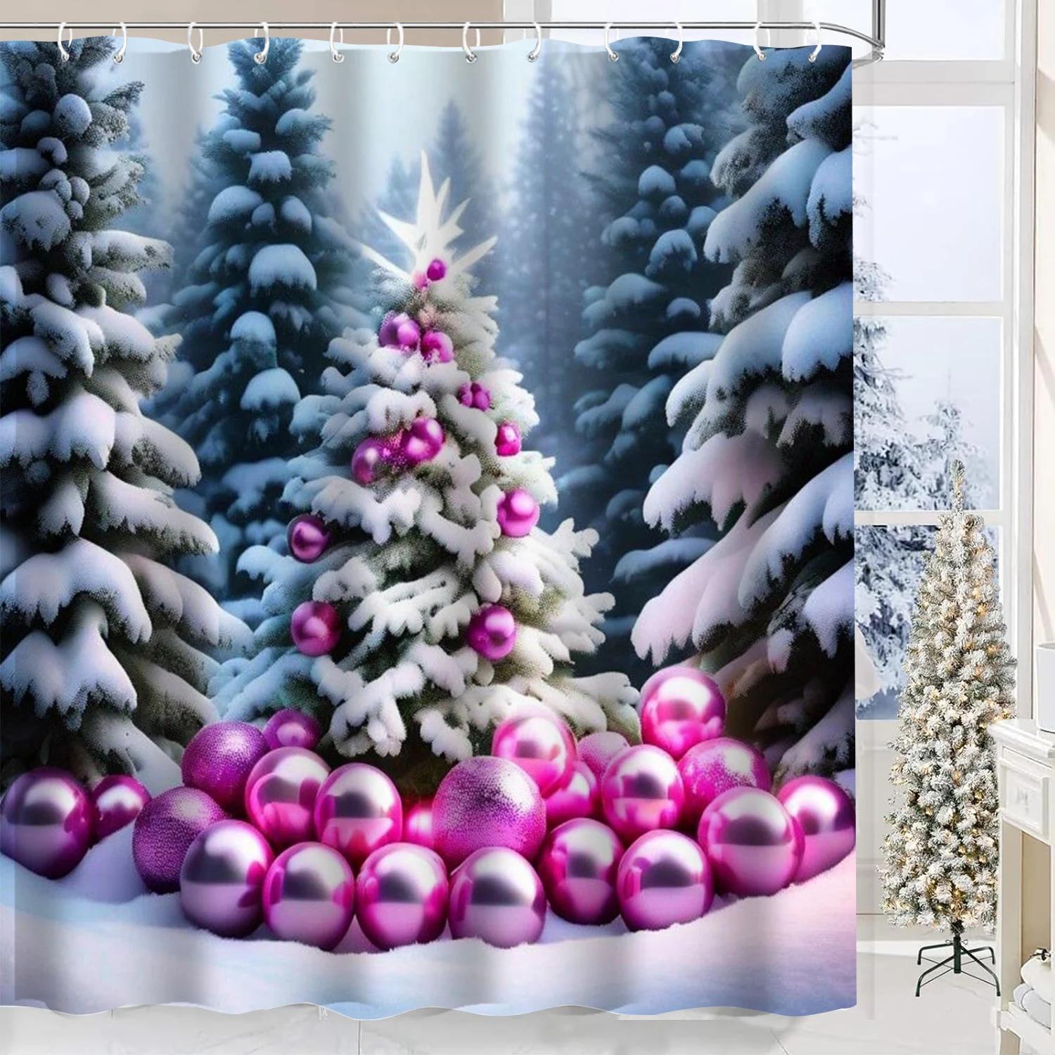 

Merry Christmas Treebathroom Shower Curtain Waterproof Fabric Bathroom Curtain With 12 Hooks Sunflower Home Deco W60H190(CM)-1 Pcs