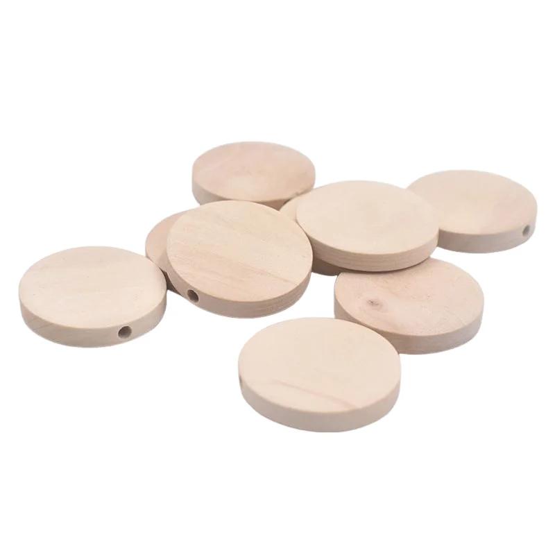 10-100 Stück 15-40mm Flache Runde Naturholzperlen Lose Abstandshalter Holzperlen Für Schmuckherstellung DIY Armband Halskette Zubehör
