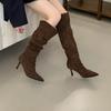 High-heeled French Pointed-toed Over-the-knee Boots Women's Boots, New In Autumn and Winter 2025, Two-wear Tall Stacking Boots
