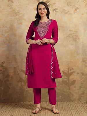 Women Designer Chandri Kurta Pant Dupatta Set Indian Bollywood Top Tunic Kurti Salwar Suit