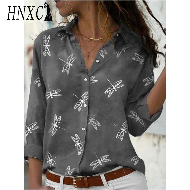 HNXC 38 Color Women's Fashion Casual Long Sleeve POLO Neck Blouses & Shirts