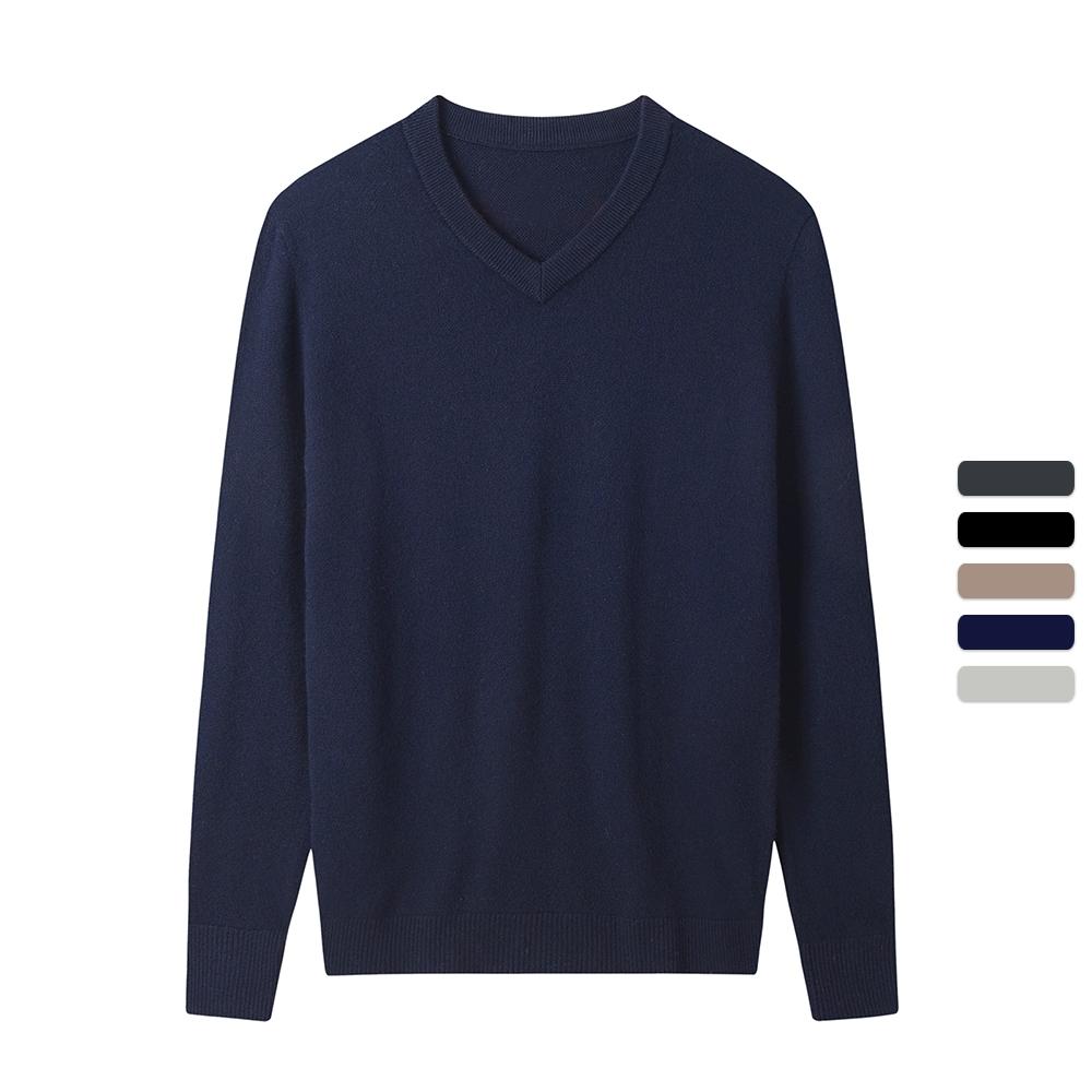 

Мужской осенний свитер с v-образным вырезом, теплый вязаный однотонный пуловер из мериносовой шерсти 4XL темно-синий