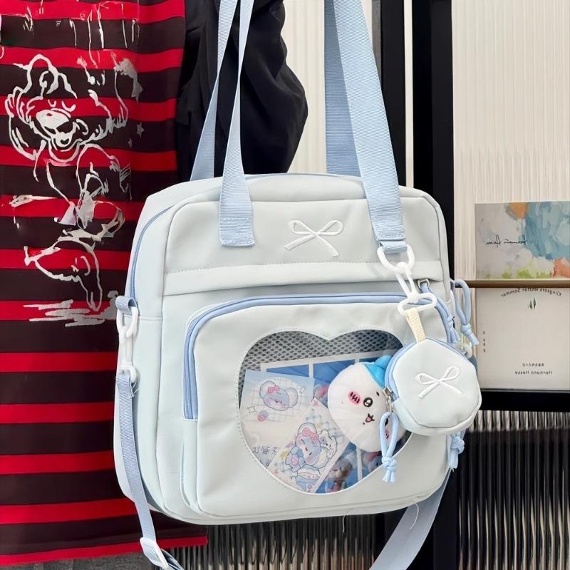 Two-dimensional style girl versatile transparent cute Japanese college messenger bag female student class portable shoulder backpack