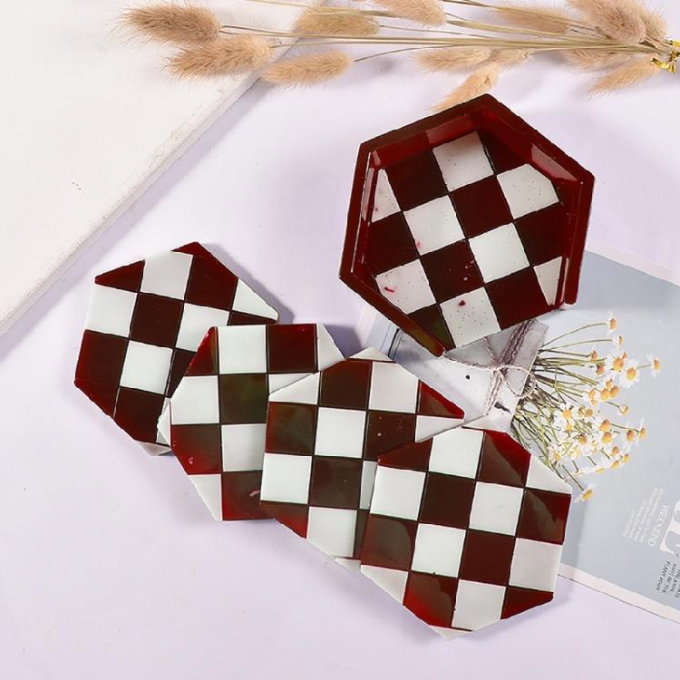 1/5Pieces Round Octagon Epoxy Casting Mould Resin Tray Coaster Mould Kit DIY