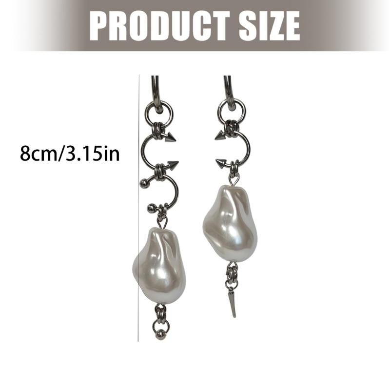 Elegant Asymmetric Baroque Pearls Earrings Featuring Spikes Details for Sweet Versatile Style In Sturdy Alloy