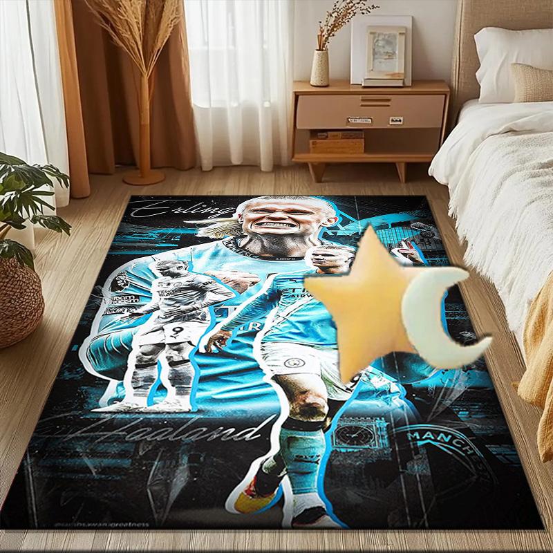 Haaland Football Player Rug Game Carpet, Floor Mat for Bedroom Living Room Entryway Rug, Home Decor Idea Gift for Christmas birthday